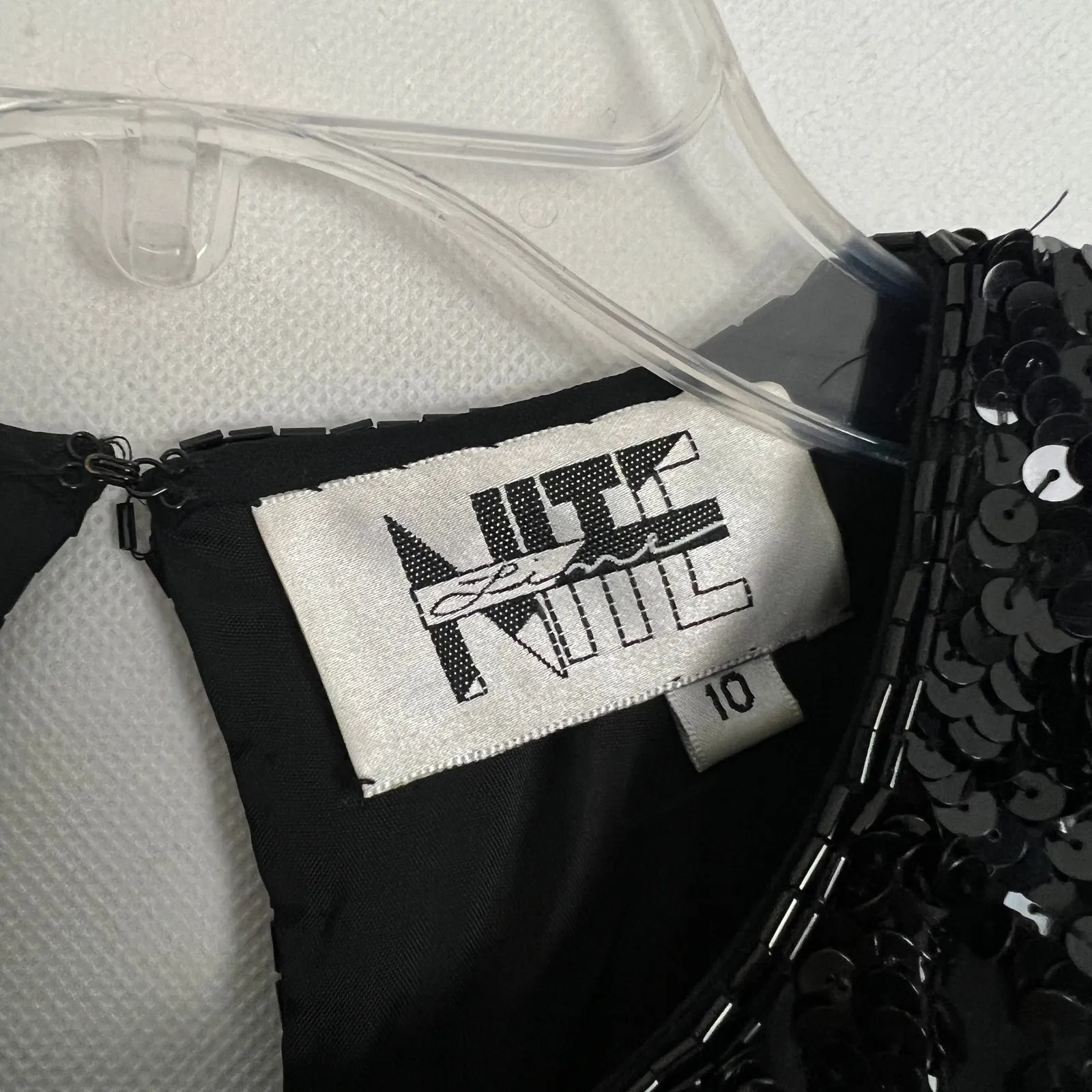 NiteLine Vintage Short Sleeve Beaded Sequin Black Dress 10 Party Event Holiday - Image 2