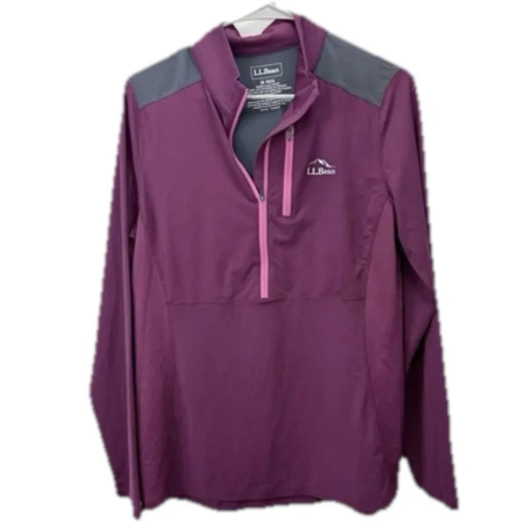 LL Bean Womens Trail‎ Lightweight Base Layer Long Sleeve 1/4 Zip Pullover MEDIUM Purple - Image 2