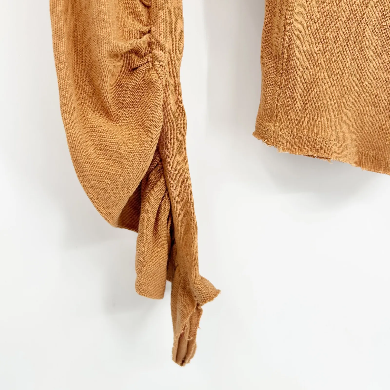 Free People We The Free Womens Lizzy Long Ruched Sleeve Top Size S Golden Nugget - Image 5