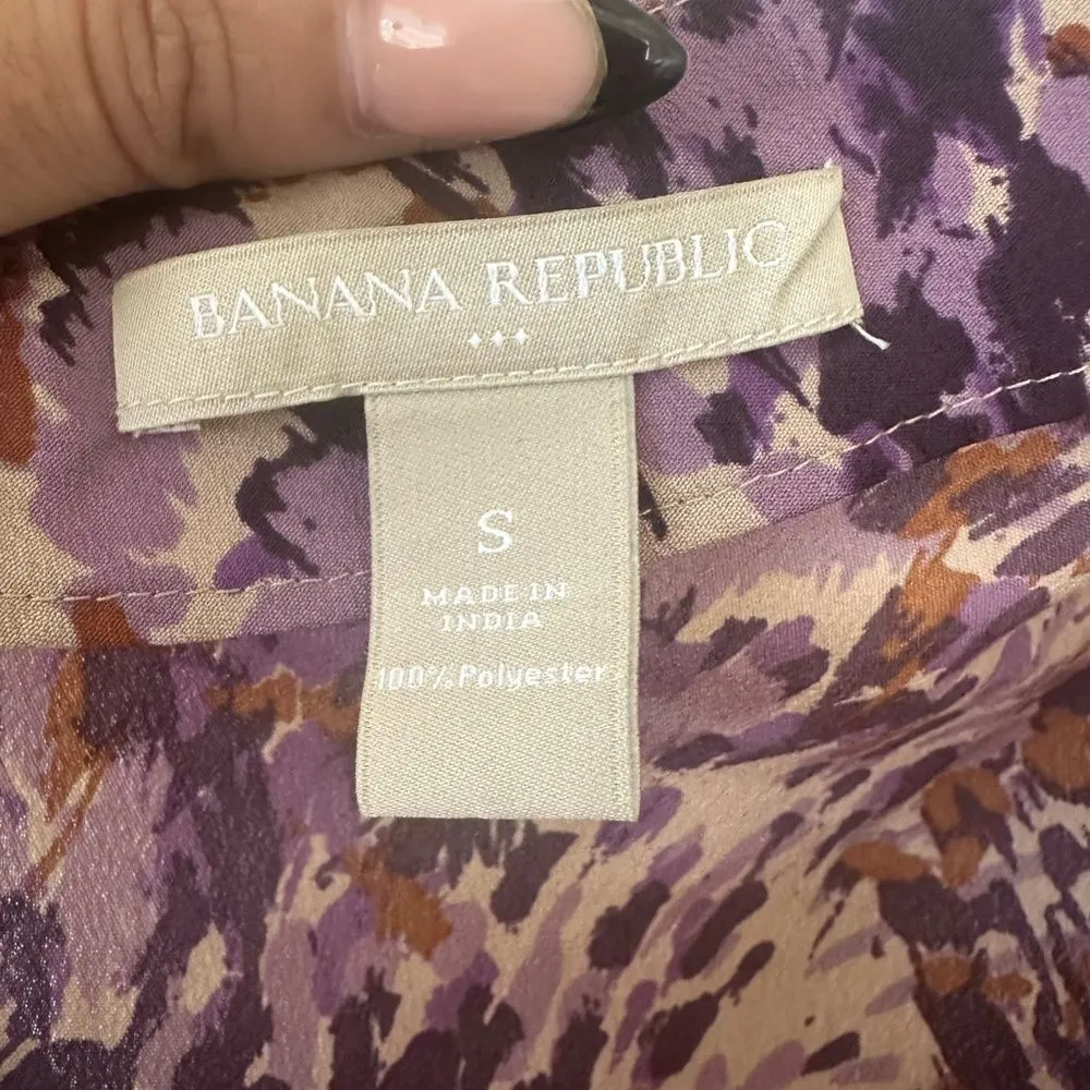 Banana Republic Factory Asymmetrical Batwing Artsy Paint Brushstrokes Blouse S - Image 5