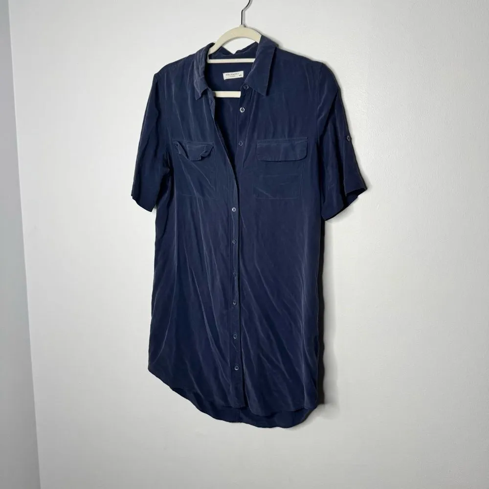 Equipment femme blue silk shirt dress size medium - Image 2