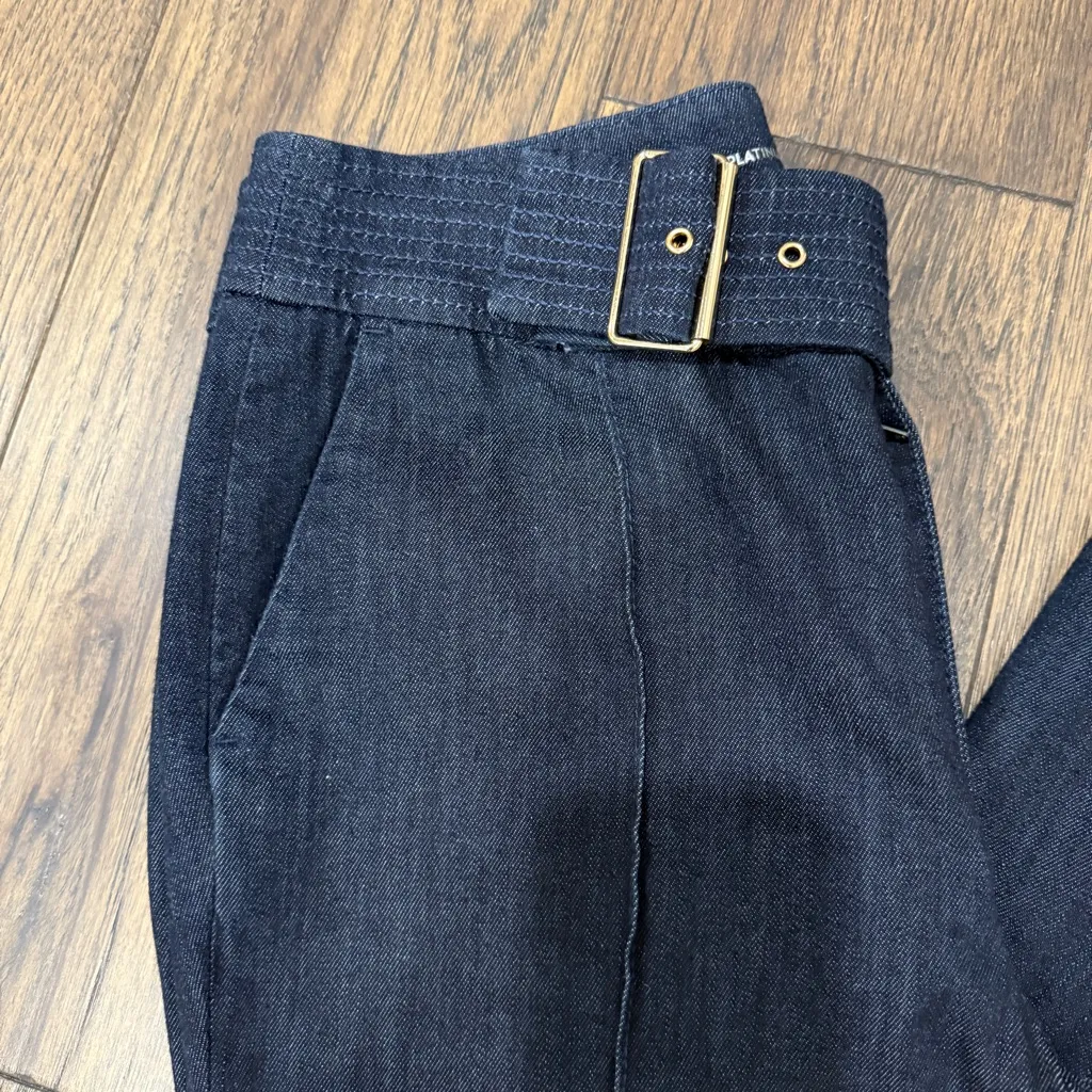 Chico’s denim jeans wide leg buckle belted - Image 2