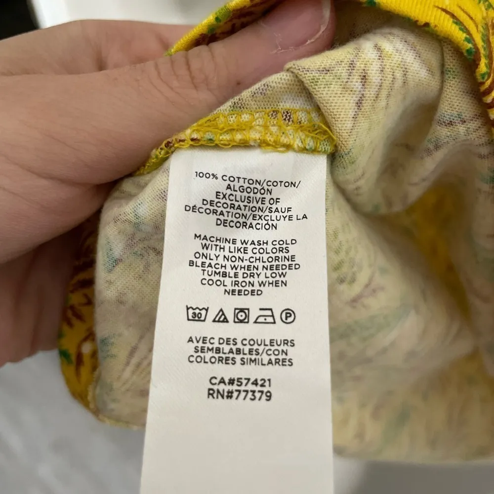 Ann Taylor Yellow Floral T Short Embroidered Trim Sleeve XS - Image 3