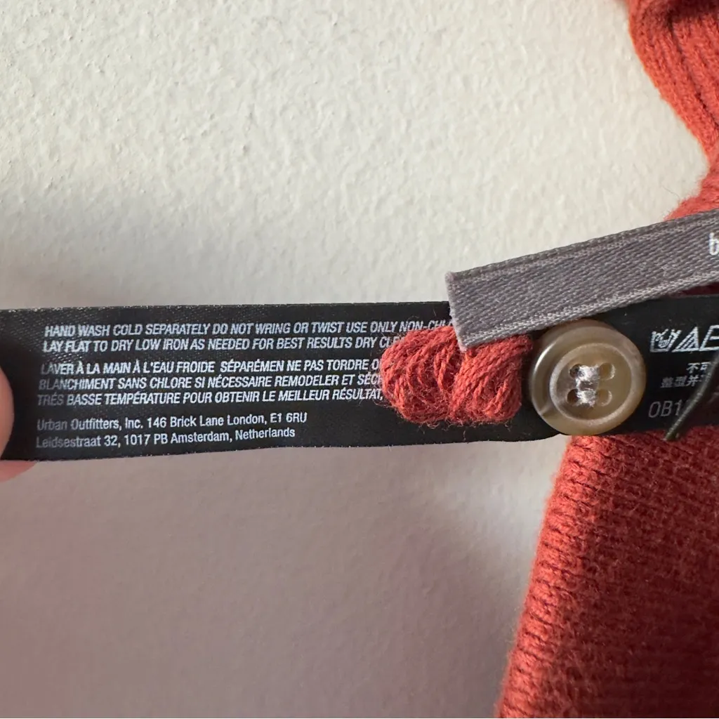 Anthropologie Ribbed Button-Up Shorts Rust cotton blend pull on stretch micro S - Image 9