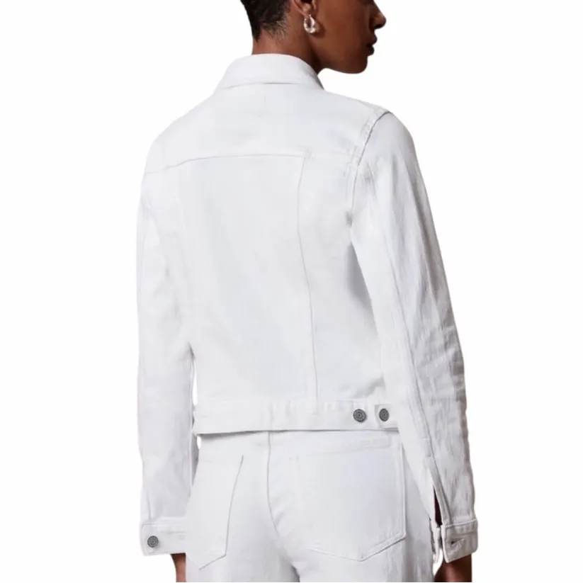Banana Republic Classic Cropped Bright White Jean Denim Jacket Women’s Size XL - Image 2