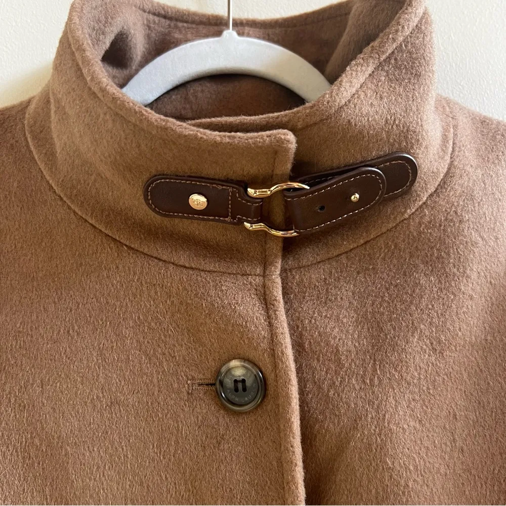 Lauren Ralph Lauren Womens Wool Blend Full Length Camel Coat Brown Size 12 - Image 13