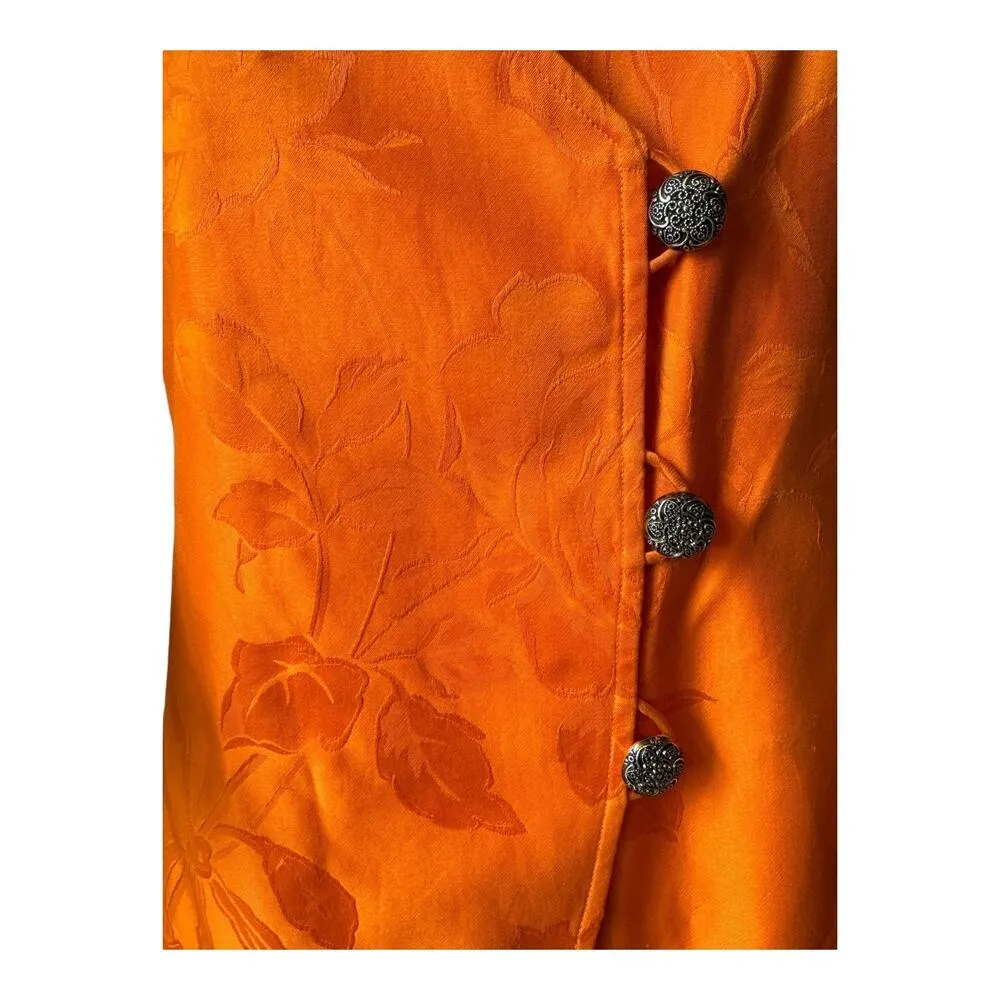 American Vintage 70's Orange Demask print short sleeved coat dress size medium - Image 11