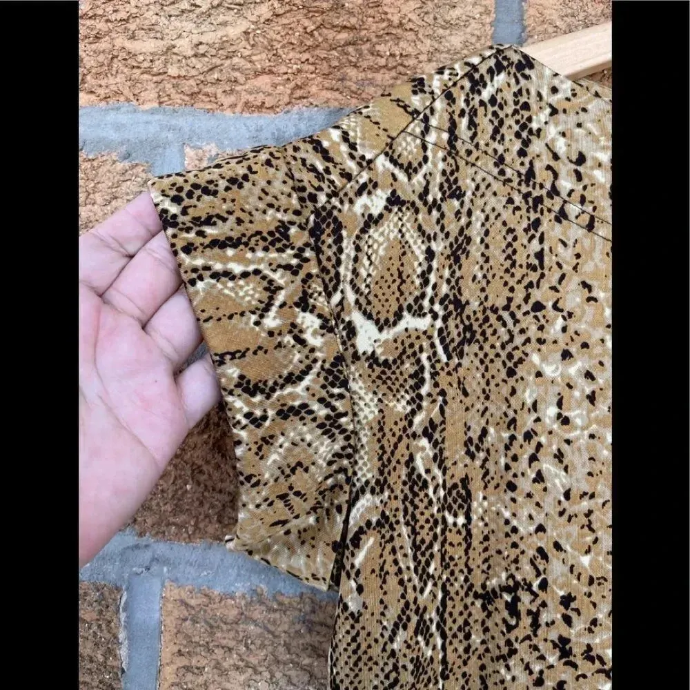 TORY BURCH Snake Print Silk Short Sleeve Dress size small - Image 8