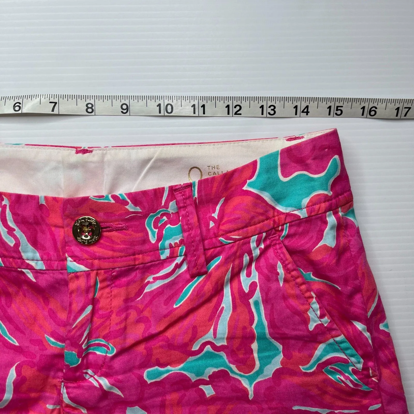 Lilly Pulitzer Womens Flirty Sea The Callahan Shorts 0 Pink 5" Inseam Mid Rise - Image 7