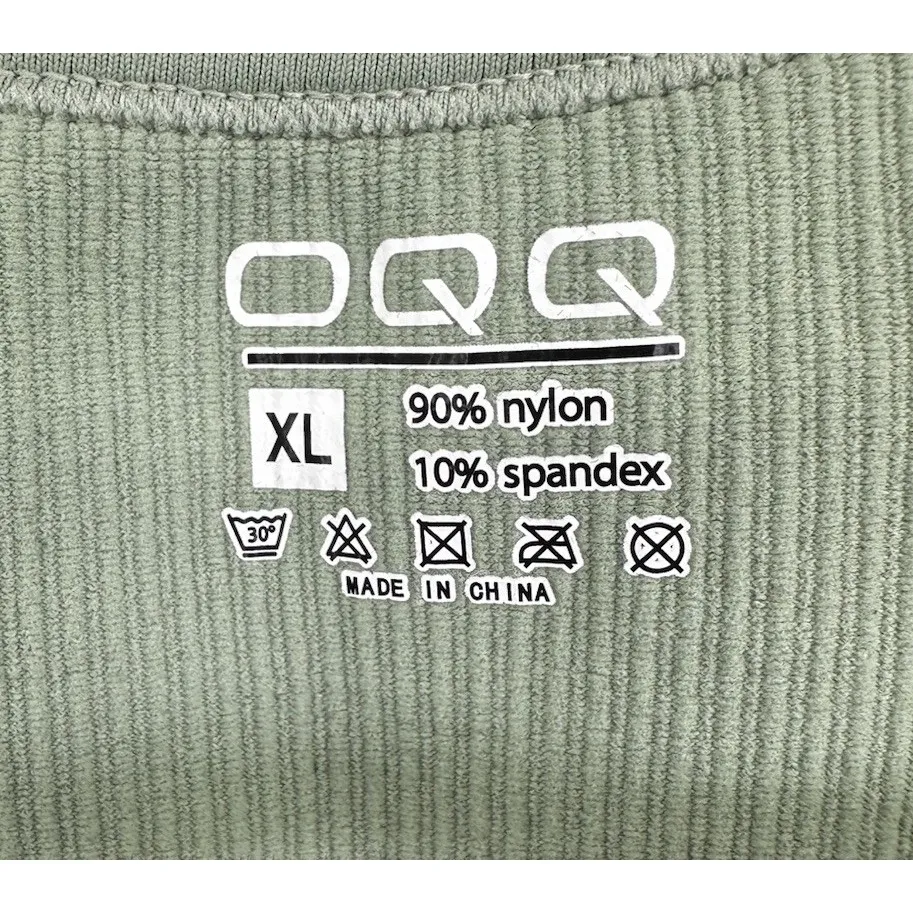 OQQ Bodysuit Sexy Ribbed One Piece Square Neck Women's XL Green EUC - Image 2