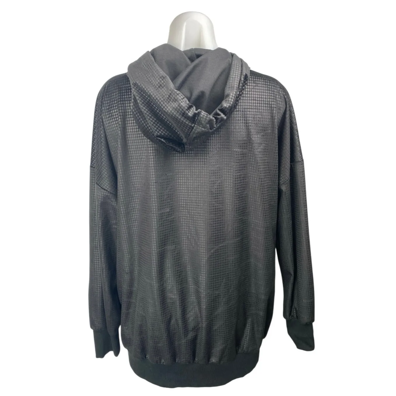 Love Moschino Black Faux Vegan Leather Long Sleeve Hooded Hoodie Sweatshirt 4 - Image 2