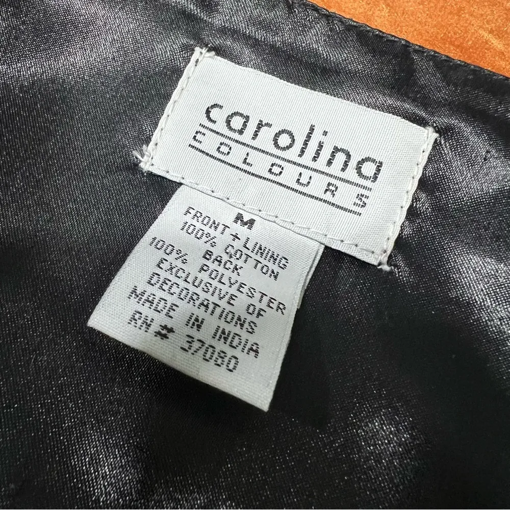 Vintage Velvet Christmas Vest knit buttons black Wreaths holly sequins medium - Image 7