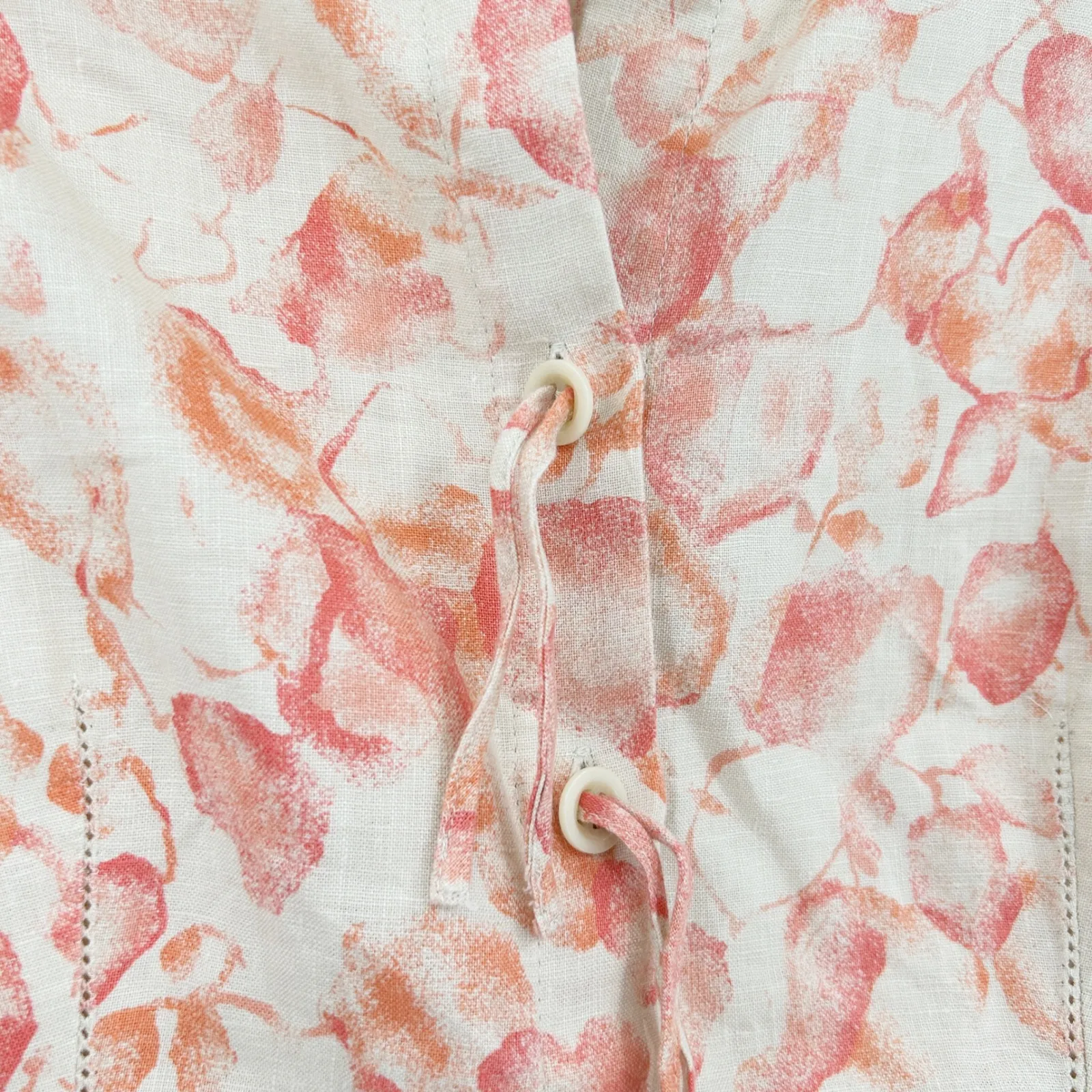 J. Jill Womens Beachy 100% Linen Button Down Floral Print Shirt Size S Petite Orange Size undefined - Image 2