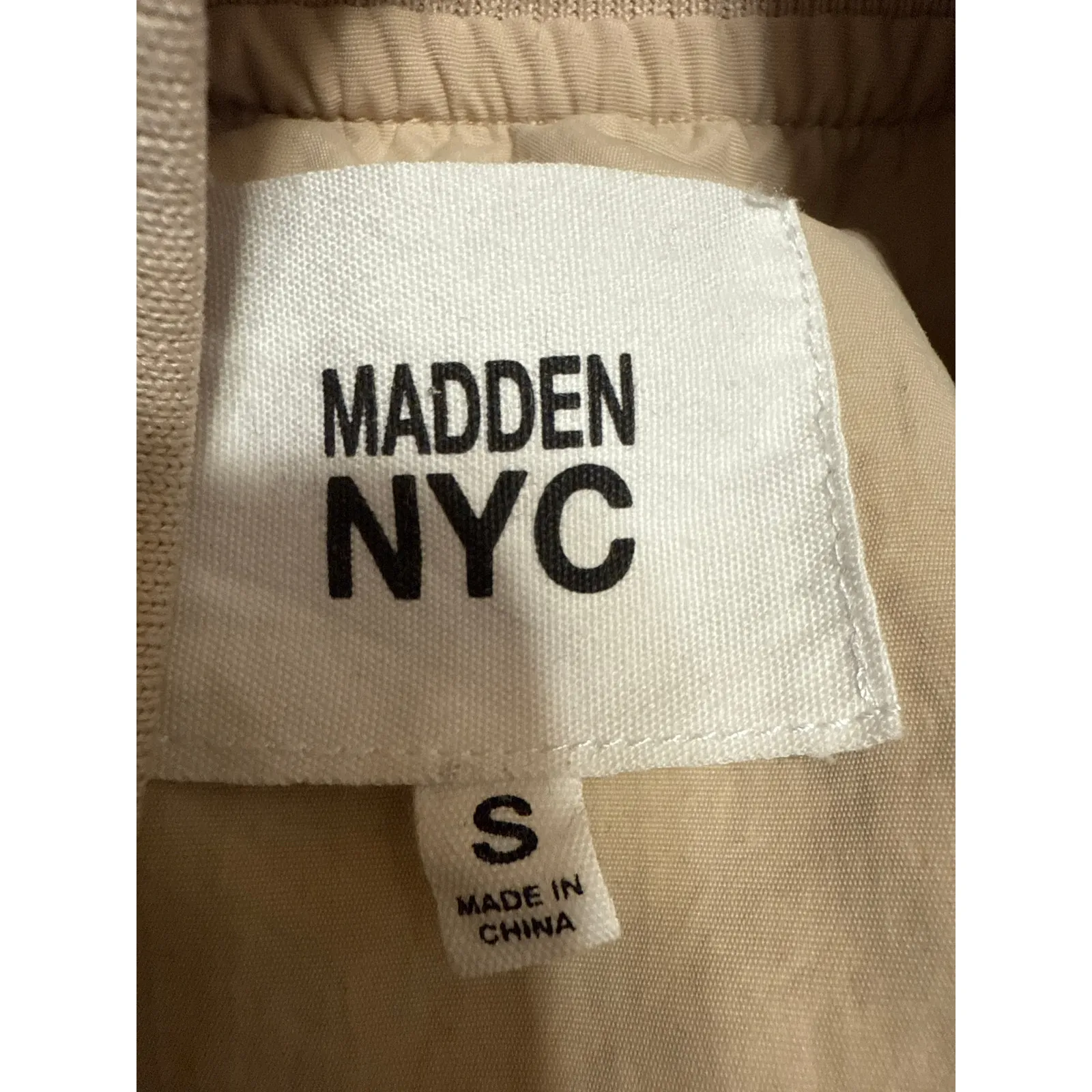 Madden NYC Women's Cream Full Zip Drawcord Long Sleeve Crop Bomber Coat Jacket S - Image 3