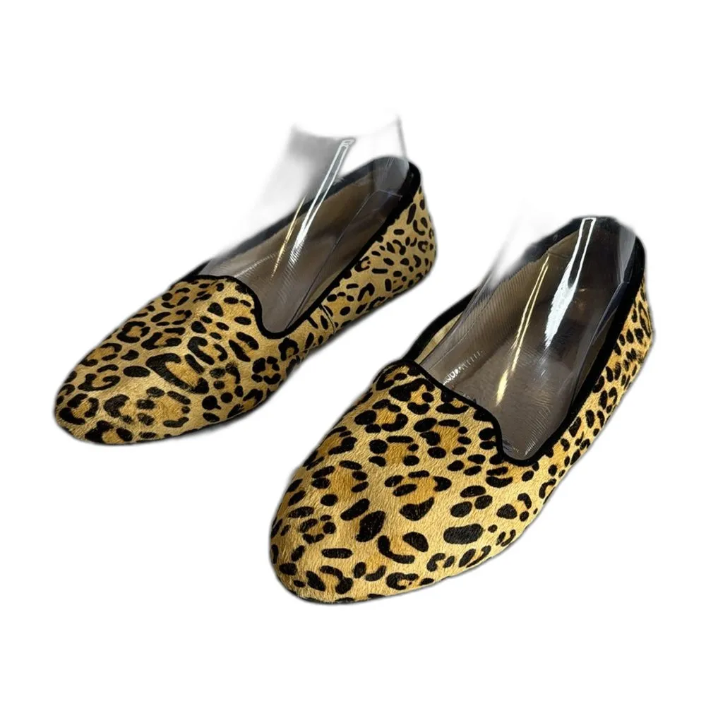 Birdies Starling Faux Fur Lined Flat in Cheetah Print Calf Hair size 9.5 Black - Image 3