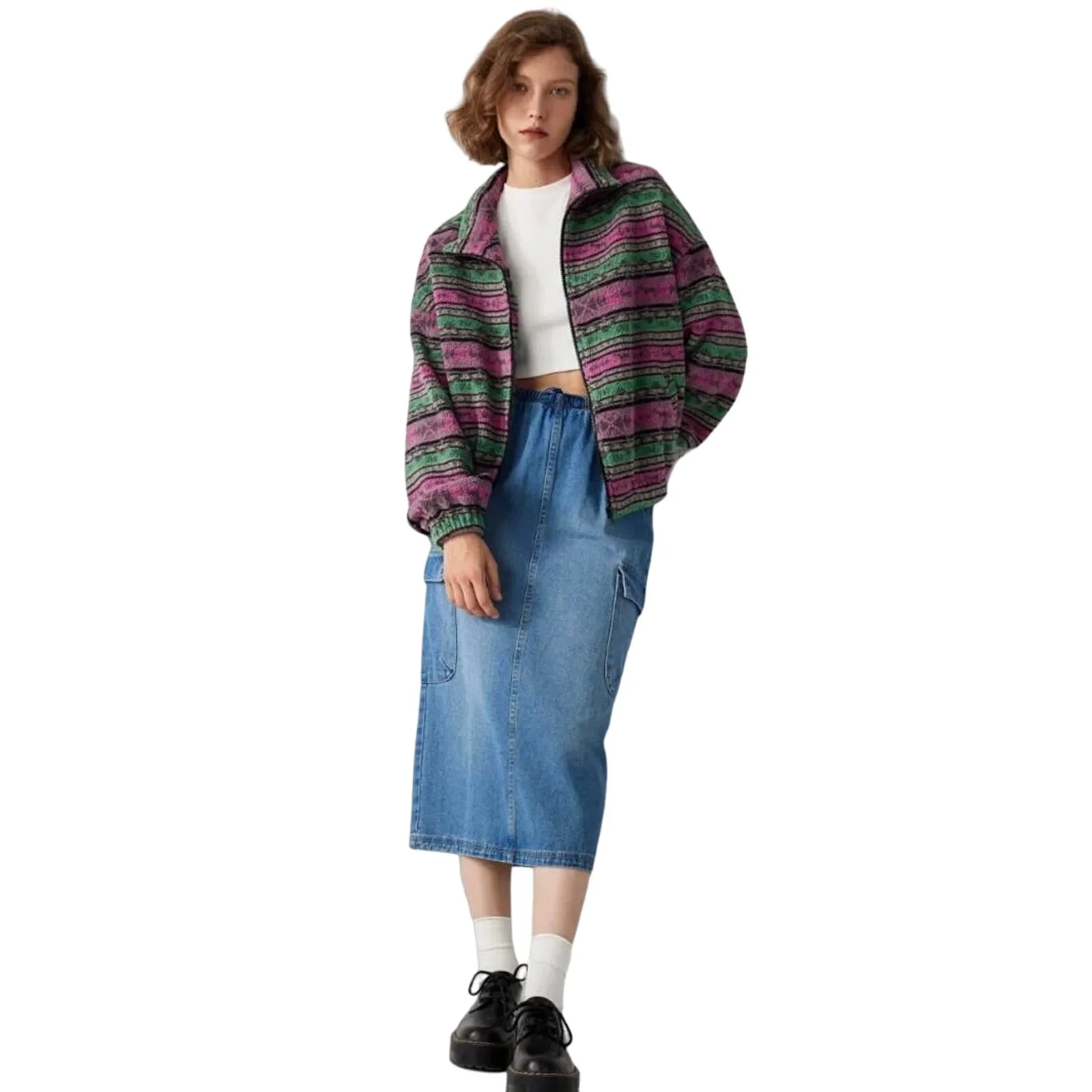 NEW! Cider Fleece‎ Stand Collar Aztec Print Multicolor Jacket NWT - XL - Image 2