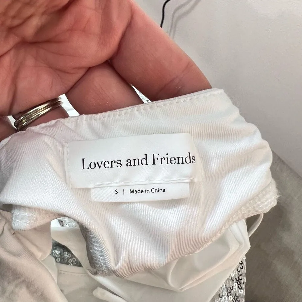 Lovers And Friends Silver Sequin Ginger Faux Wrap Open Back Bodysuit Small - Image 10
