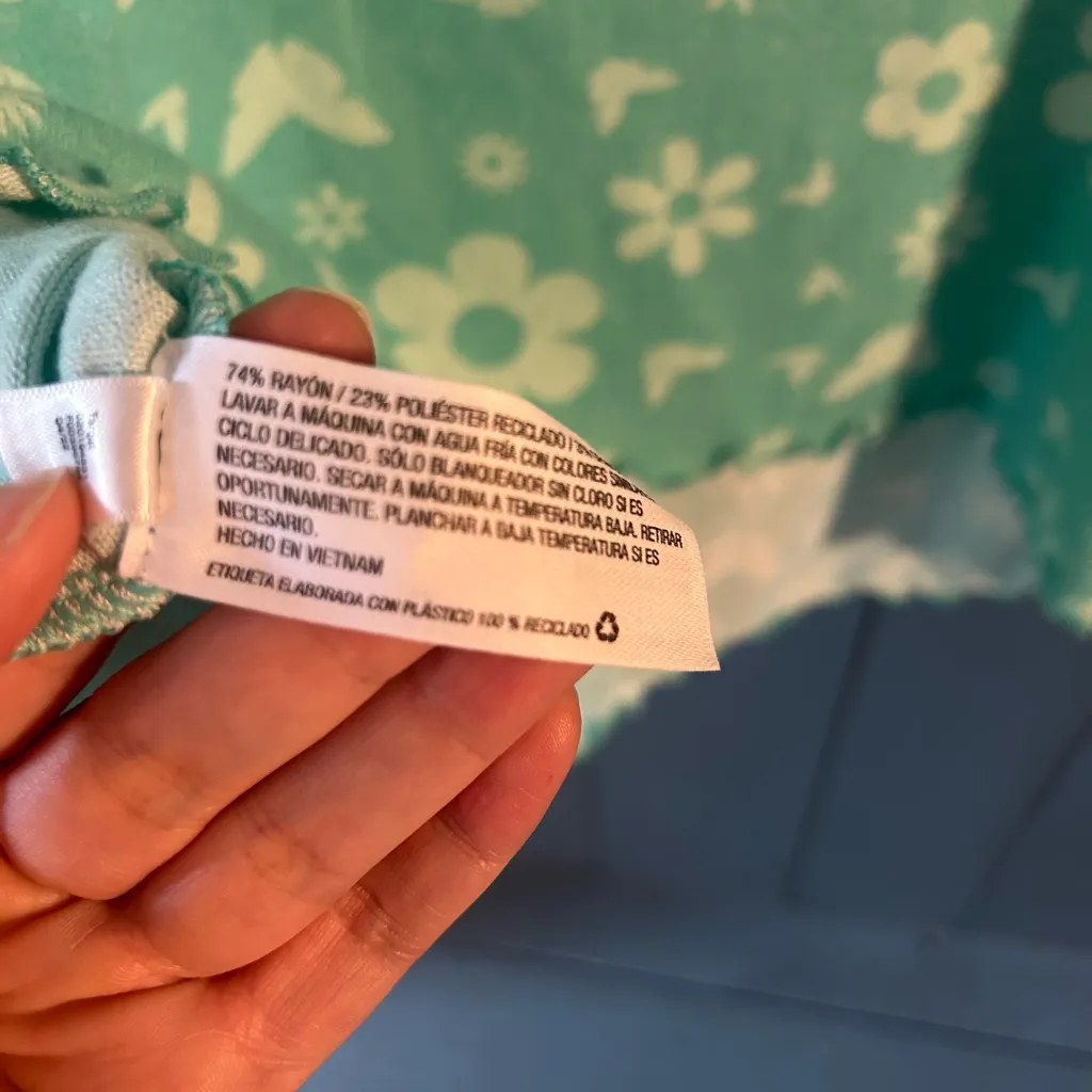 Colsie Mint Floral Soft Cotton PJ Summer Top | Women’s Size Large (New) Green - Image 5