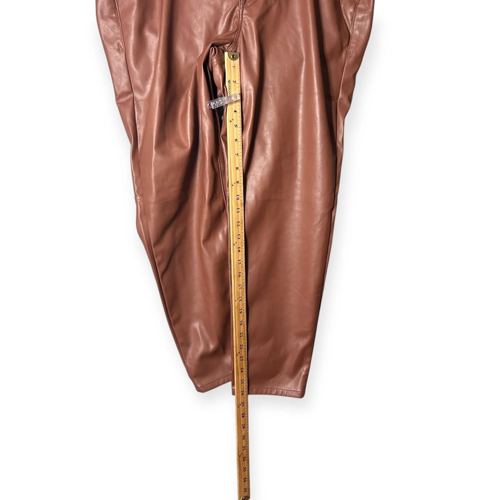 NEW Torrid Faux Leather Pants Womens 16R Brown Perfect Skinny Mid‎ Rise Ankle - Image 14