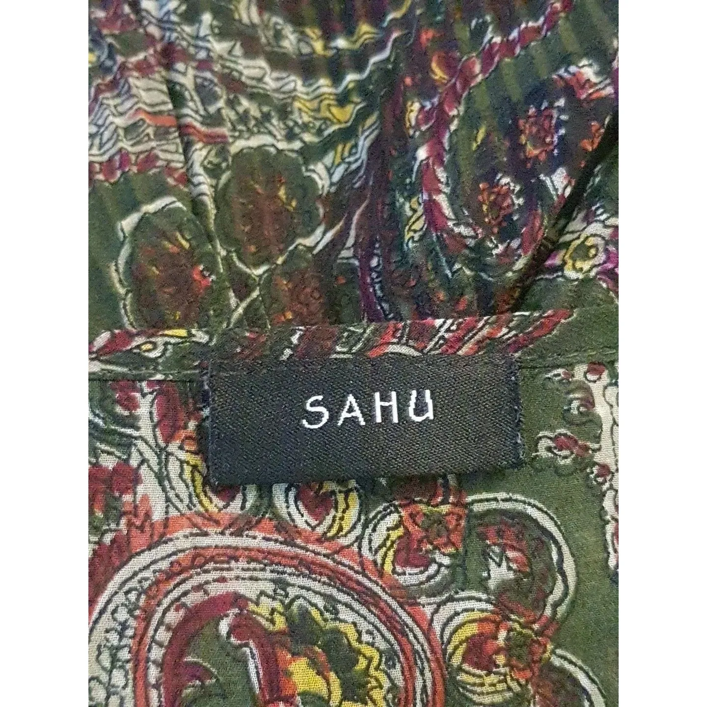 Sahu Womens Dress Sz Small Paisley Crinkled Accordion Festival Hipster Bohemian - Image 9