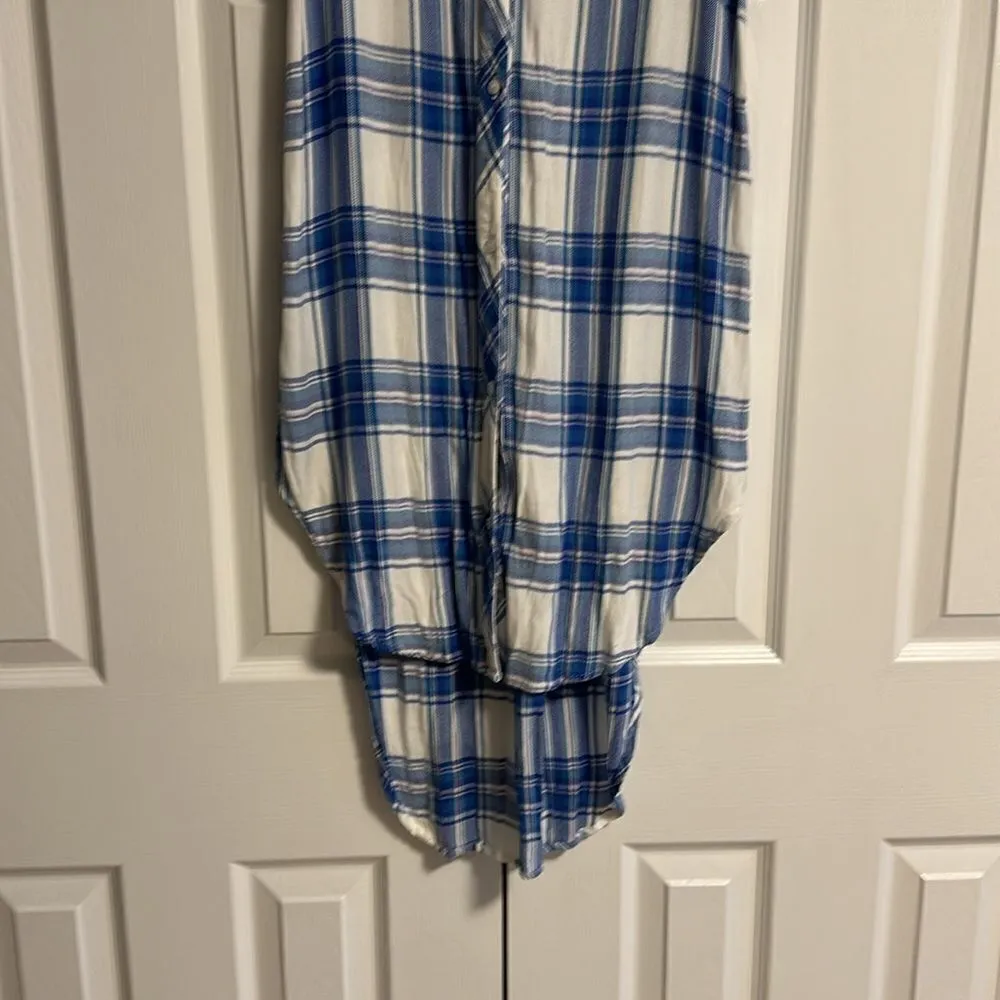 Rails Women’s Sleeveless Plaid Button Down Blue & White Collared Dress, Size L - Image 2