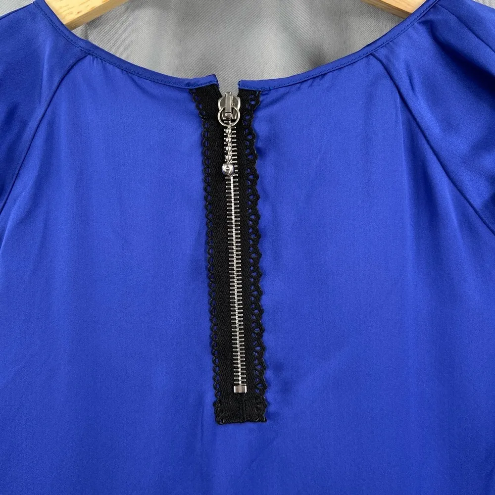 Paul Smith Dress Blue Silk Bow Sleeve Detail Pockets Zipper Back Size 38 New - Image 4