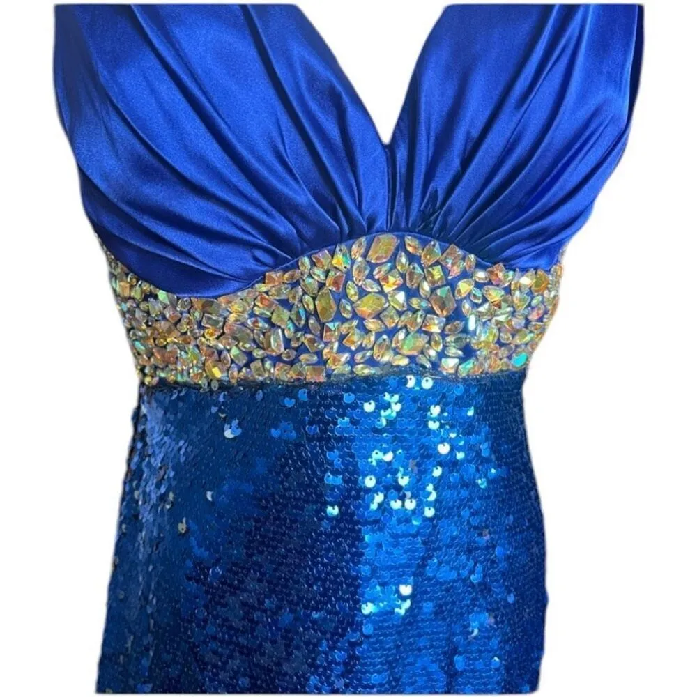 Womens Tiffany Designs Exclusive 46837 Blue Ball Gown Prom Dress - Sz 12 - Image 6