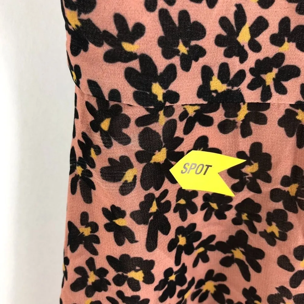 Alexia Admor A Line Dress Floral Button Front V-Neck Short Sleeve Brown 8 - Image 5