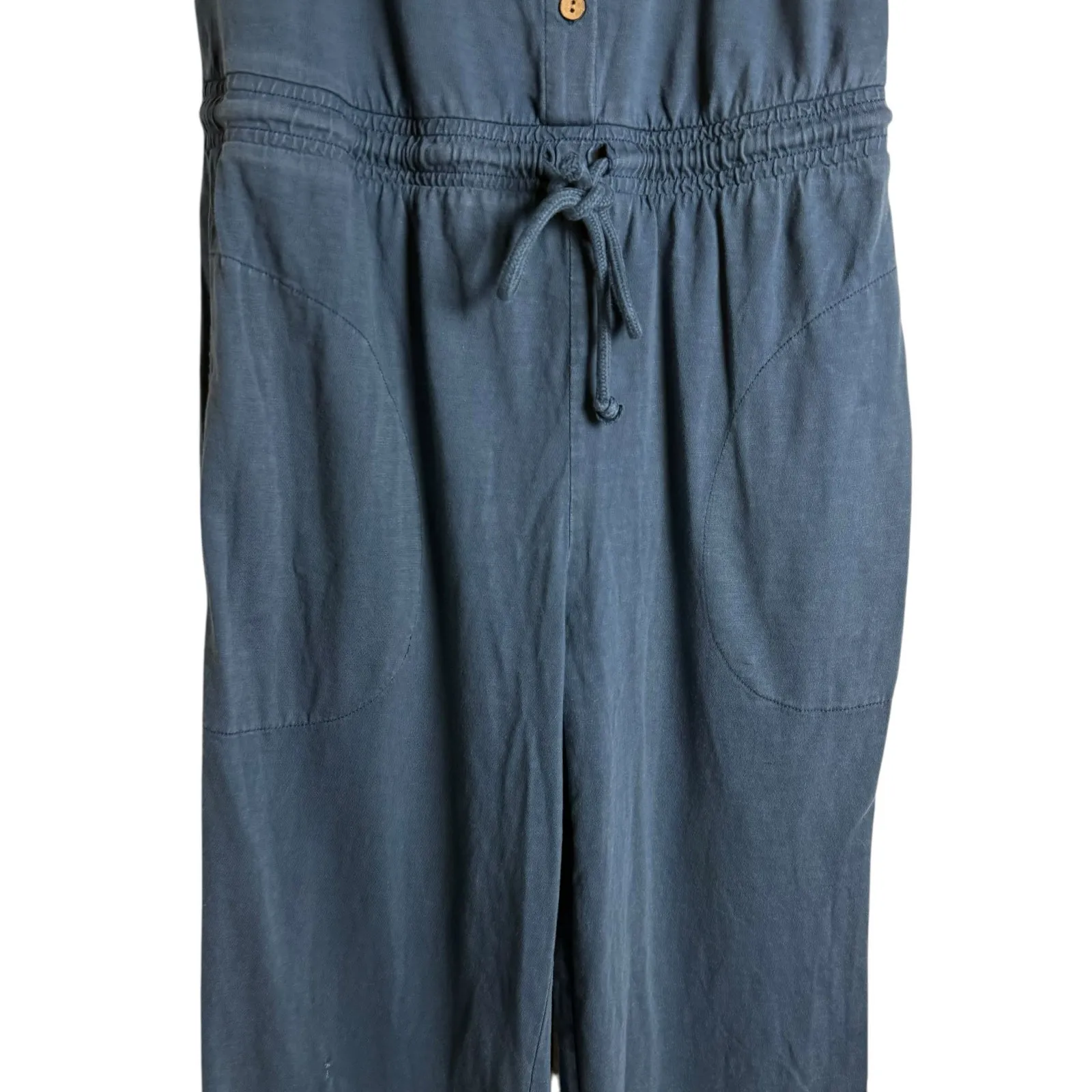 Faherty Terra Blue Drawstring Waist Sleeveless Scoop Neck Straight Jumpsuit M - Image 11