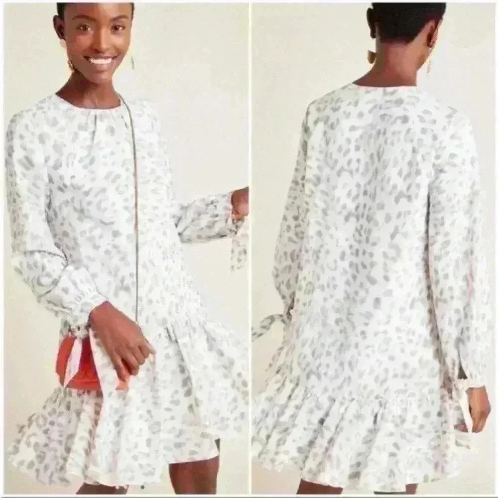 ANTHROPOLOGIE— Cheetah Dress Ruffle Bottom Mare Mare Dress: M - Image 2