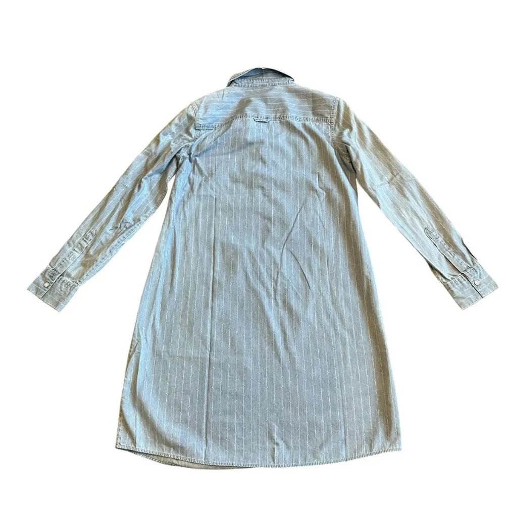 Brooks Brothers Red Fleece Light Denim Shirt Dress Chambray Stripe Size 4 Womens - Image 6