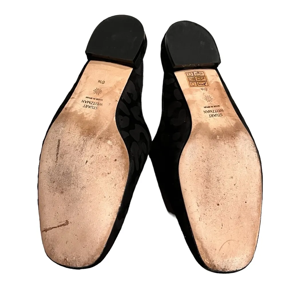 Stuart Weitzman Mulearky Black Leopard Print Flats Slides Mules size 6.5 - Image 6