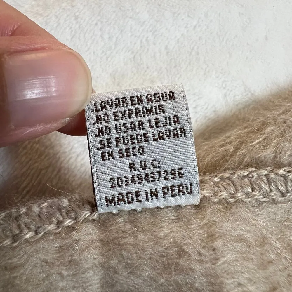 Alpaca Camargo Wool Blend Fringe Scarf Boho Cottagecore Outerwear Tan - Image 5