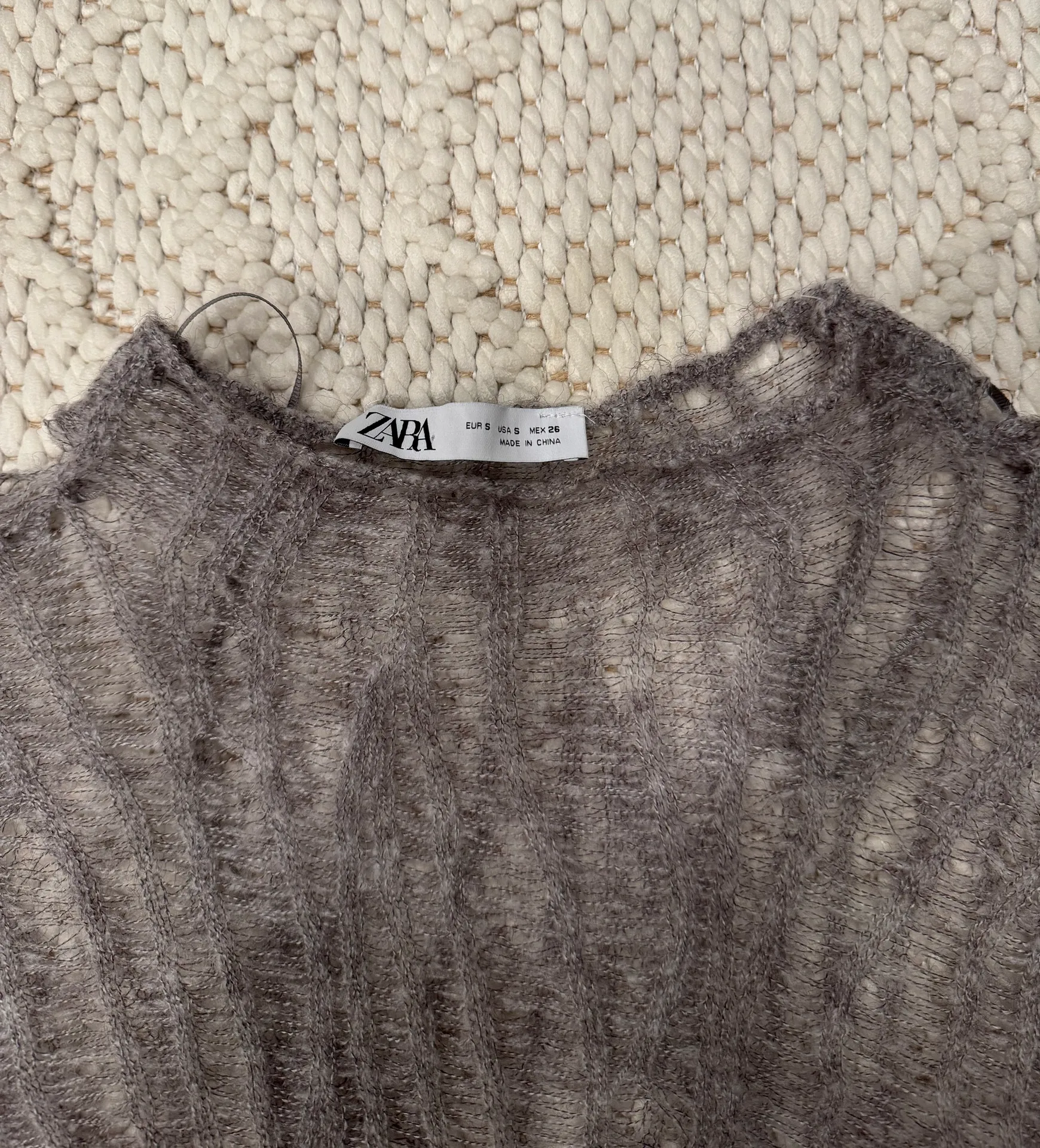 Grey Open Knit Sweater - Image 3