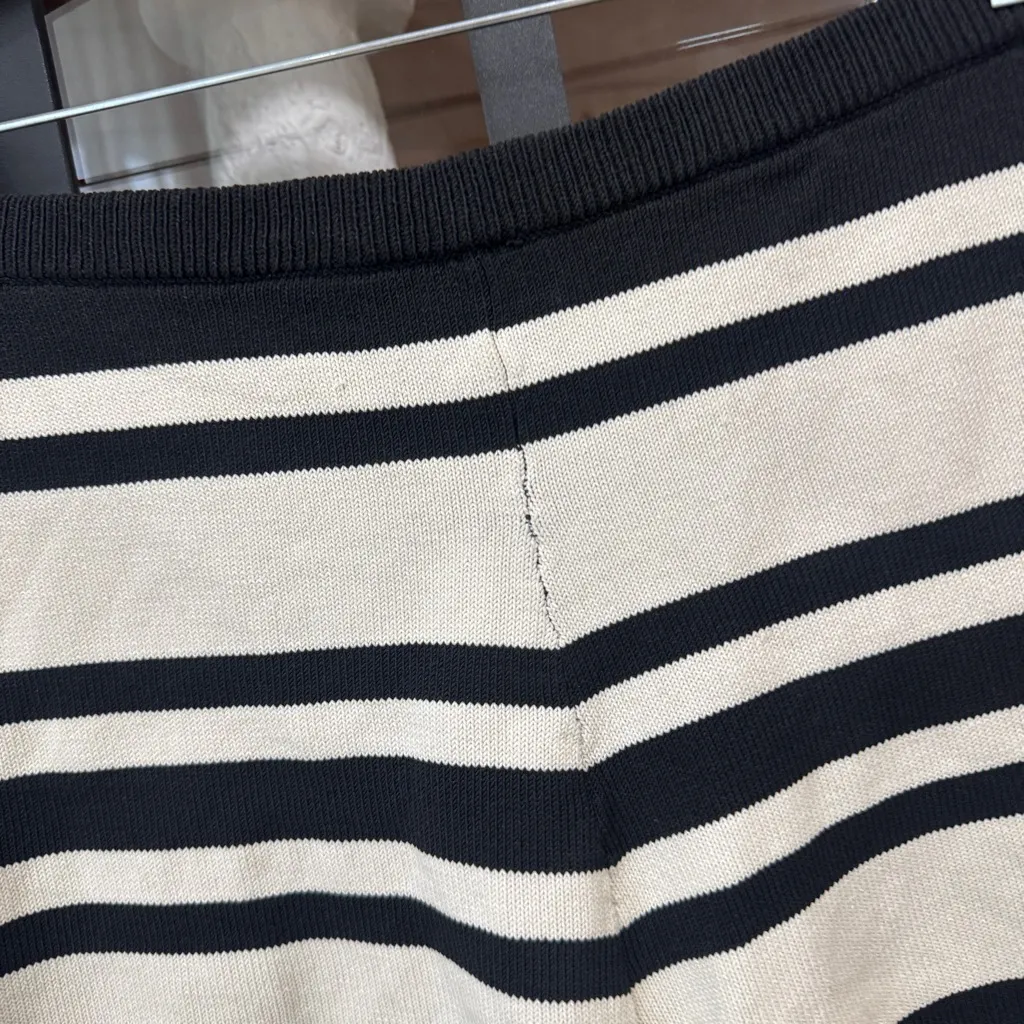 H&M fine knit shorts striped high rise neutral resort beach swim coverup - Image 5