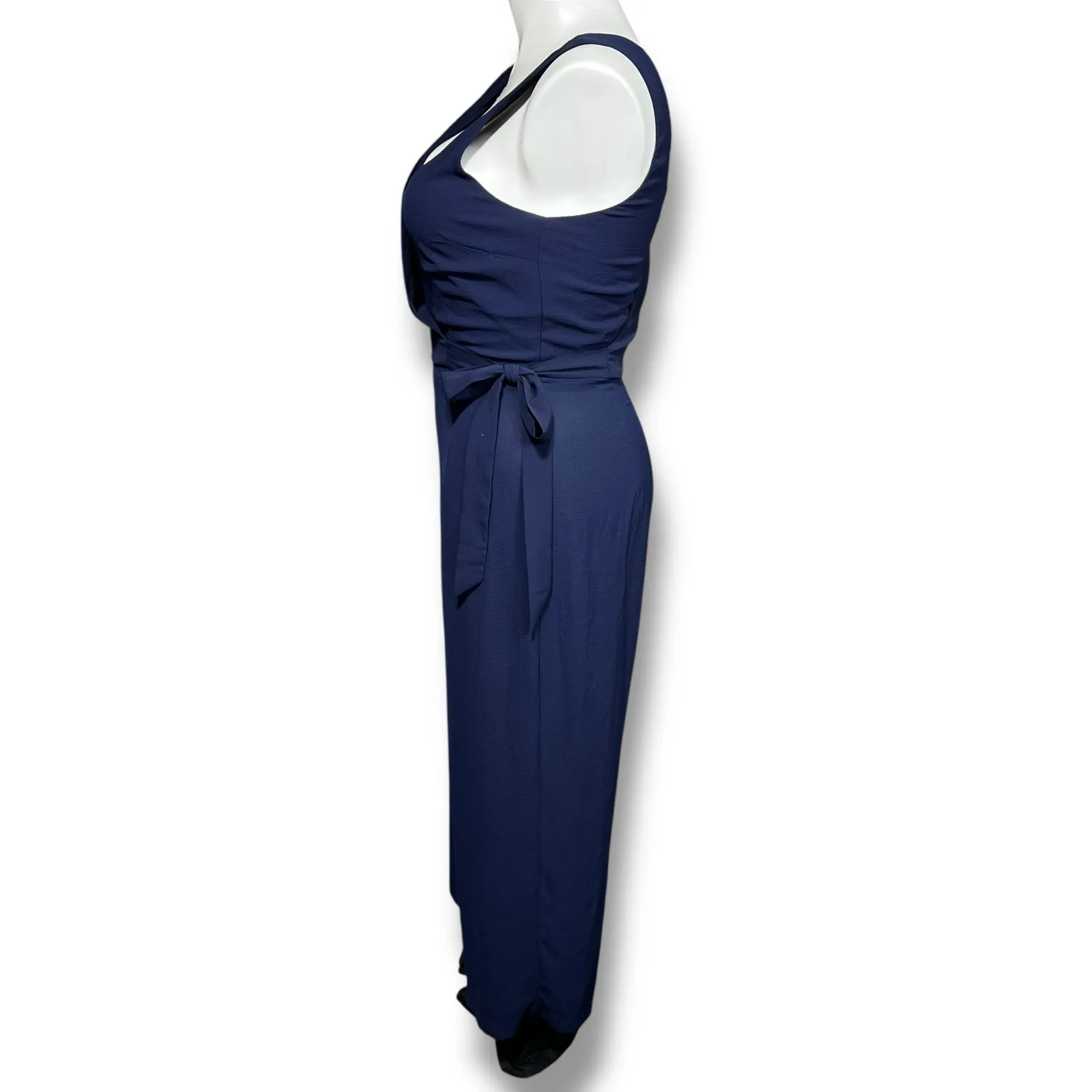 Speechless Womens Jumpsuit Sleeveless V Neck Wide Leg Tie Waist Navy Blue XL - Image 6