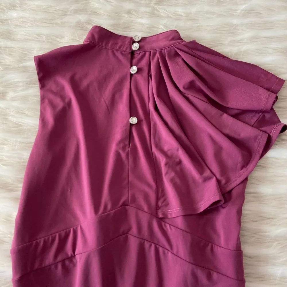 Kimi + Kai Purple Maternity Deep Berry Sleeveless Dress Sz M Red - Image 7