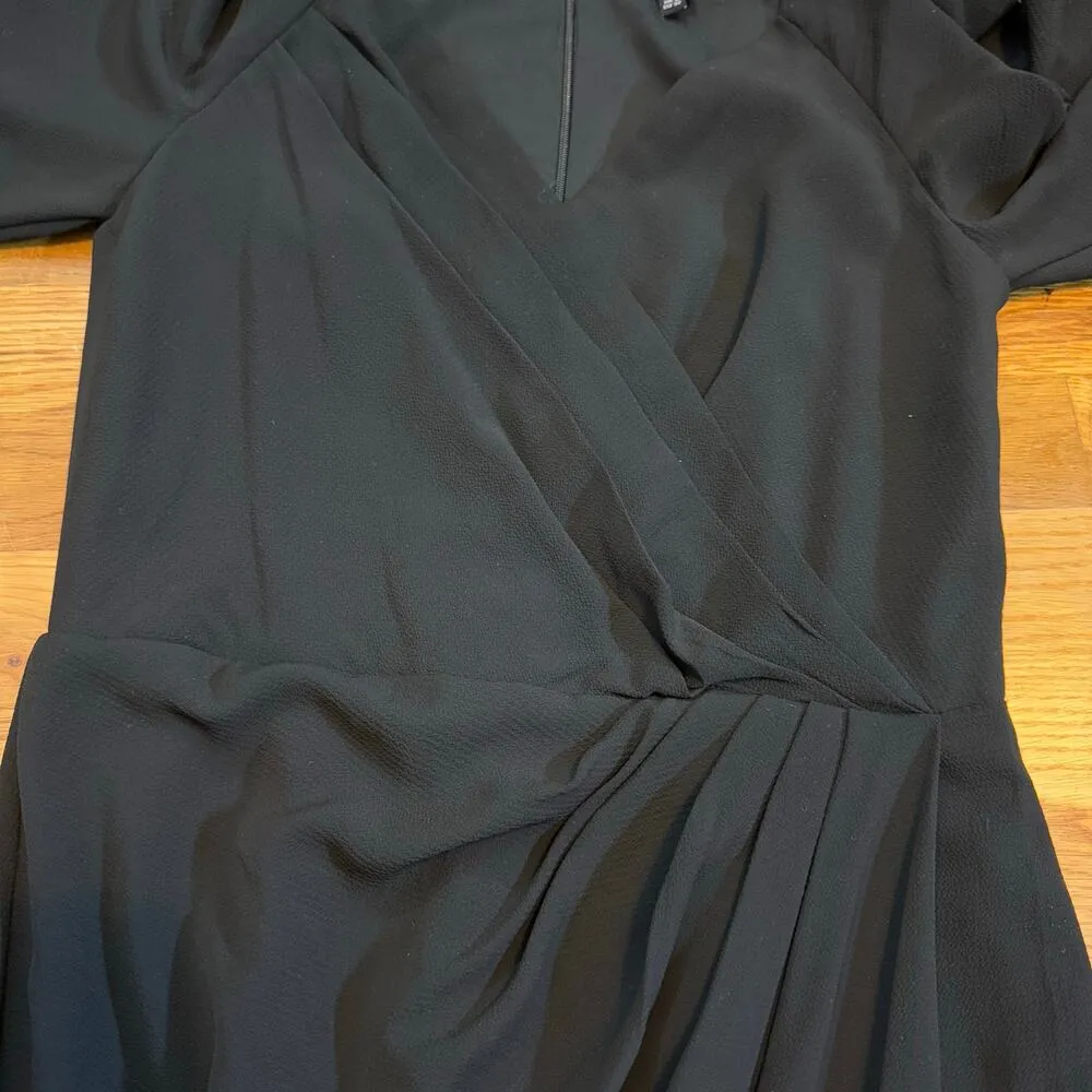 Maggy London Women’s 2 Black Draped V-neck Faux Wrap Flutter Sleeve Draped Dress - Image 12