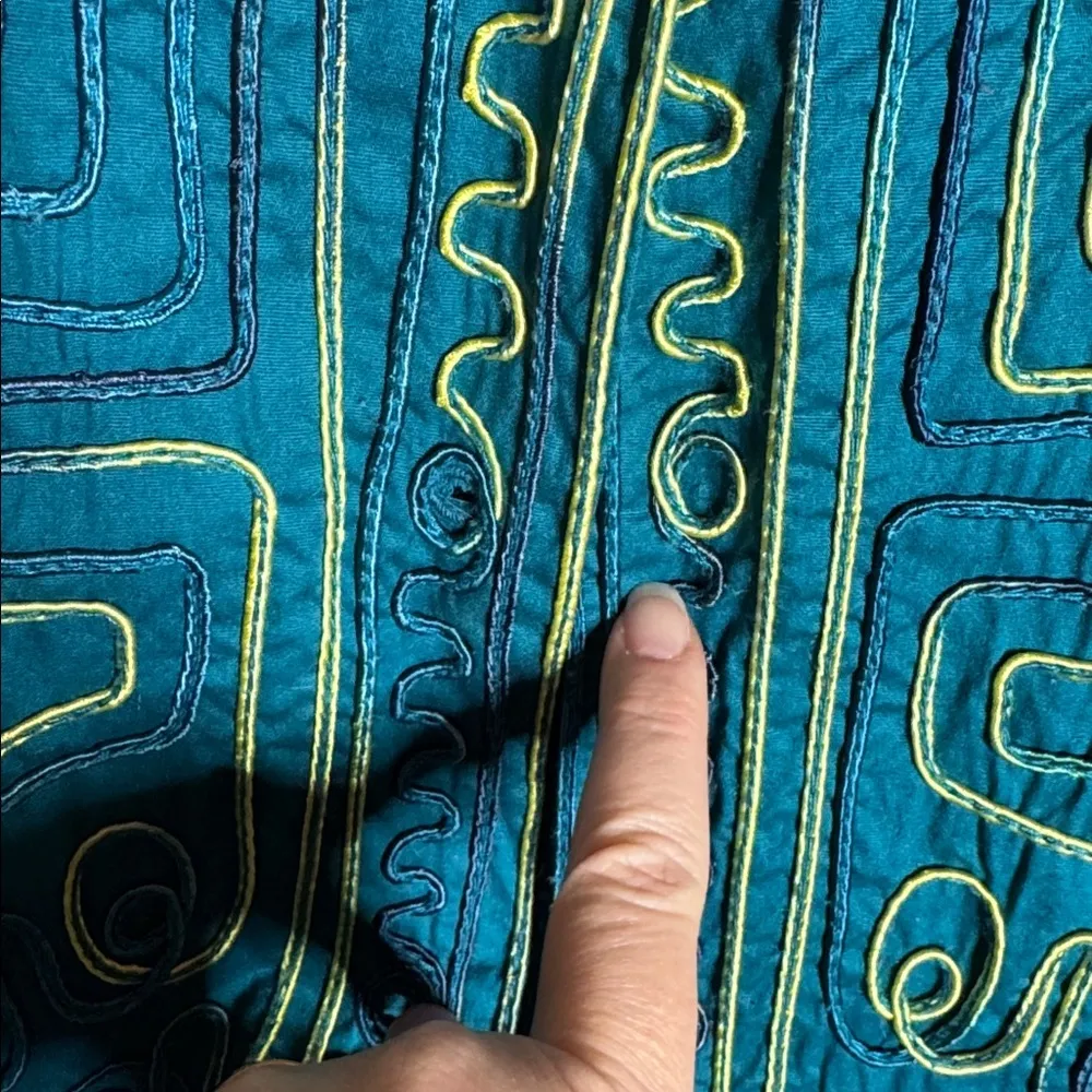 CATHERINES Cardigan Jacket Blue Embroider Piping Button Up Abstract Sz 3X 22/24W - Image 15