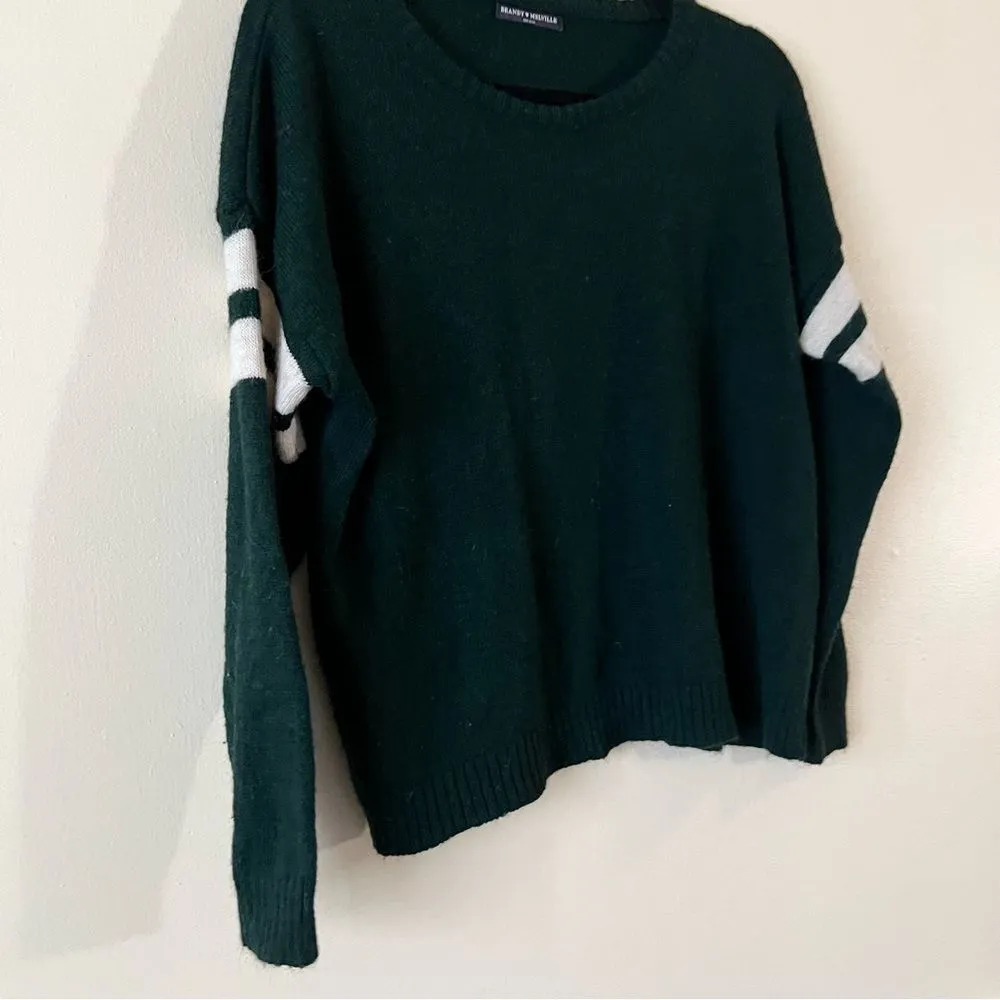 Brandy Melville Varsity Sweater Green White  One Size OS - Image 3