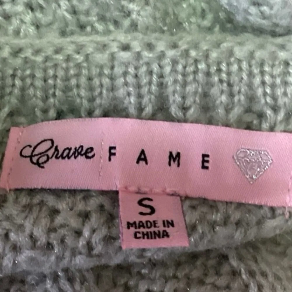 Crave Fame Green Open Knit Crochet Embroidered Floral Crop Camisole Tank Top S - Image 4