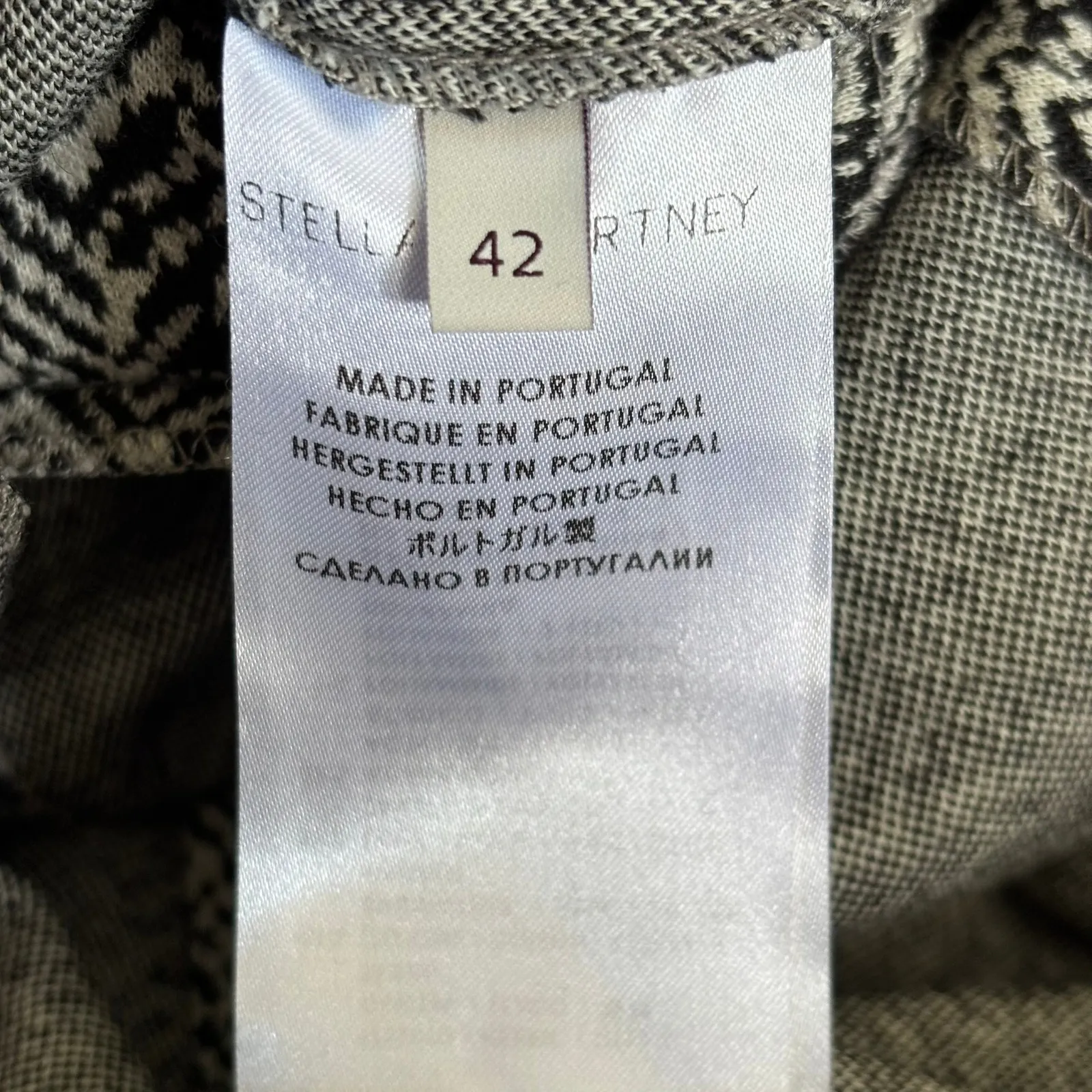 Stella McCartney Wool Blend‎ Asymmetric Houndstooth Dress Sz 42 Long Sleeve - Image 10