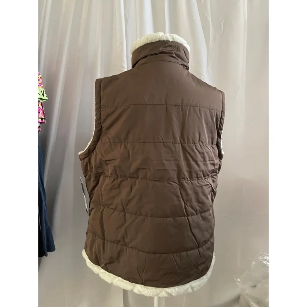 Women's Free Country Brown & White Reversible Puffer Vest Size L - Image 2