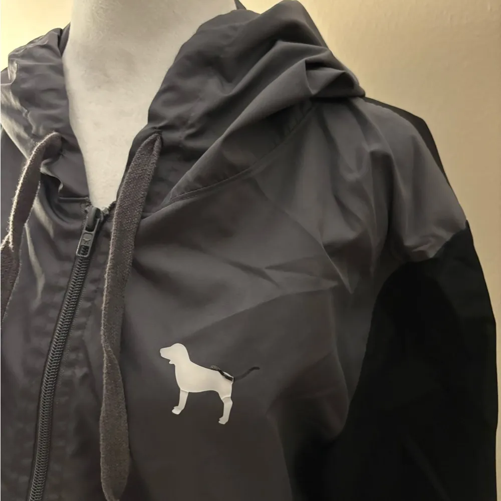 Victoria’s Secret Pink Gray and Black Hooded Windbreaker Size M/L - Image 4