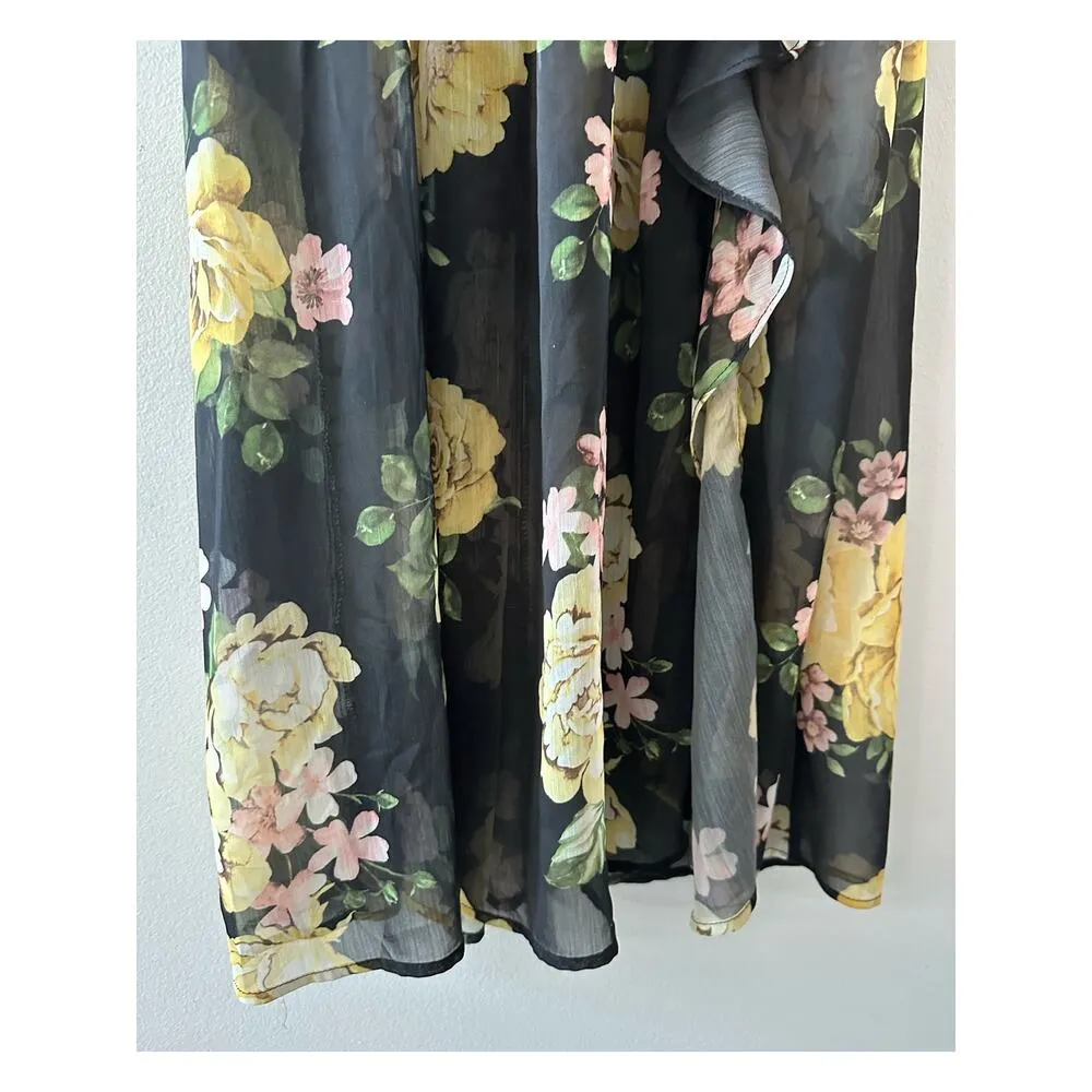 Disney Princess Dress Women's XS Black Floral Fairy Grunge Long Maxi Sheer - Image 4