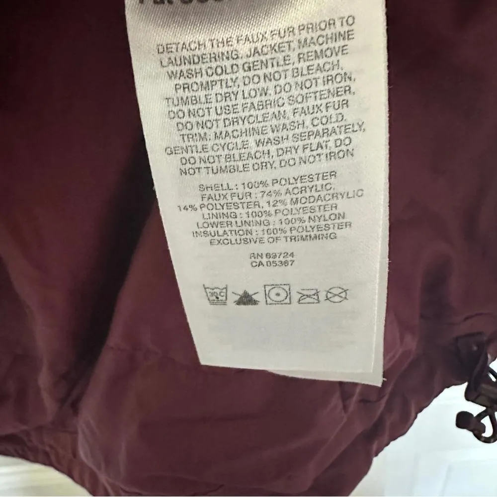 Columbia Womens Emerald Lake Parka Coat Fur Hooded Rich Wine Heather Size: Small - Image 7