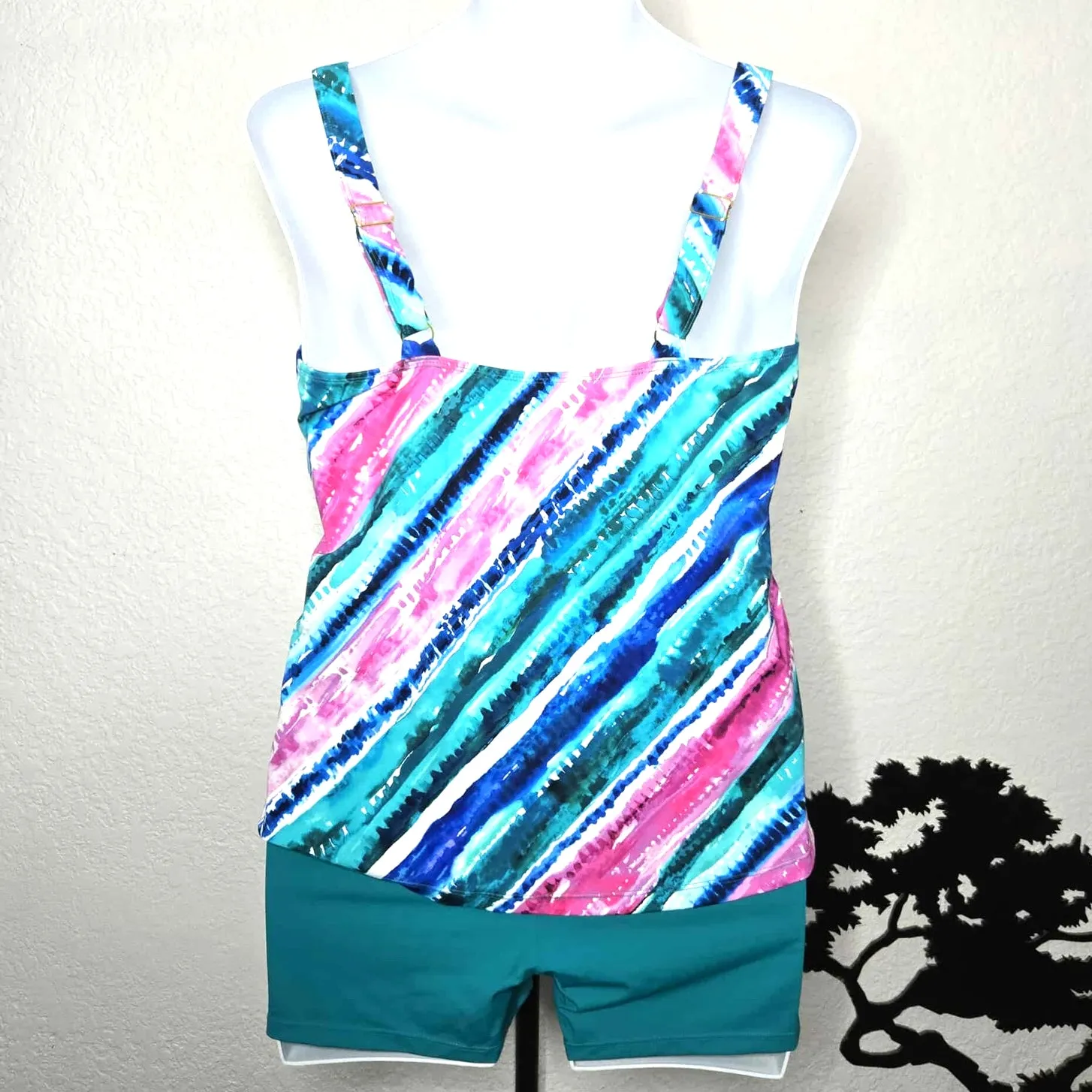 Kim Gravel x Swimsuits For All Fly Away Tankini & 5" Boy Short Size 16 Blue - Image 2