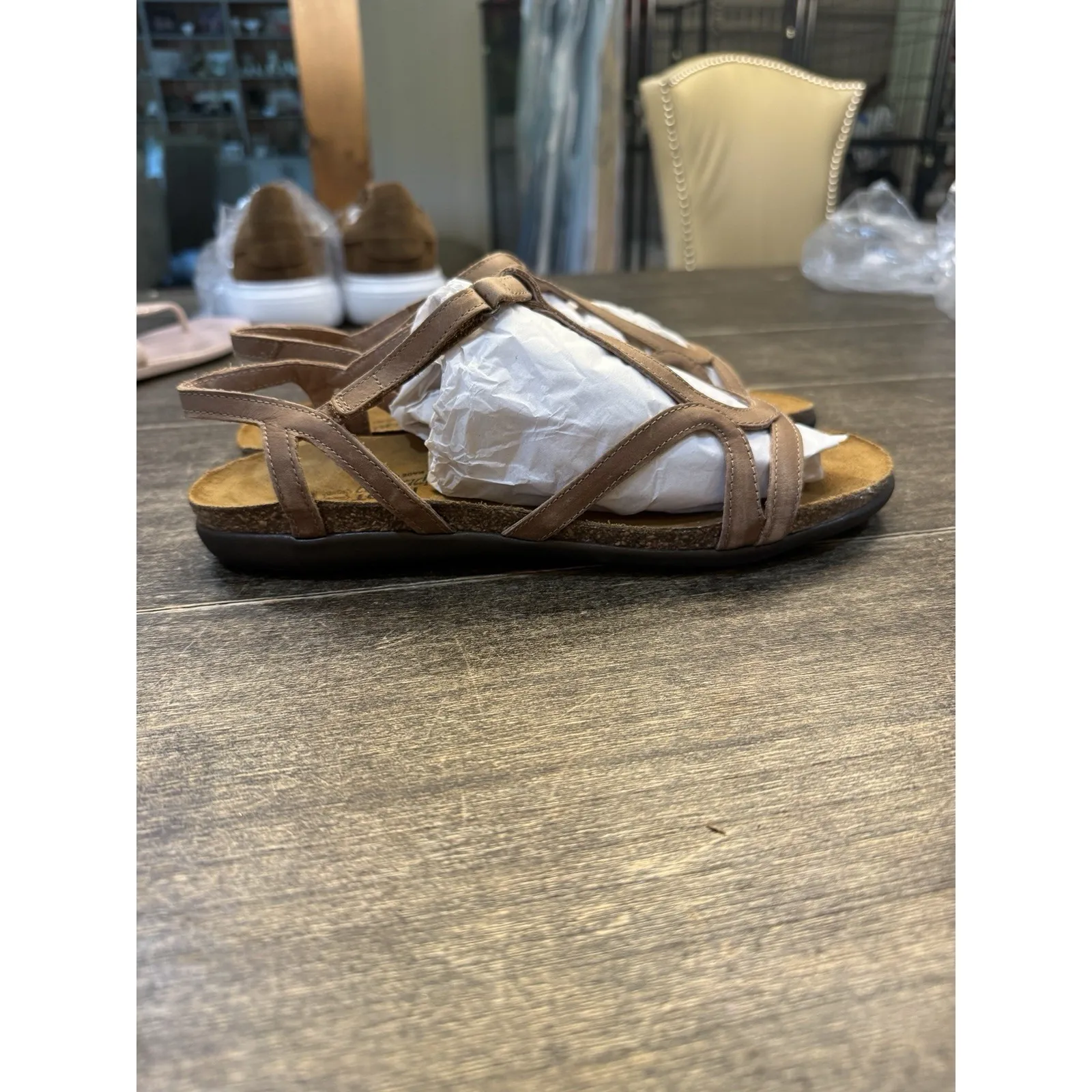 Naot Sandals Women Size 43 US‎ 12 Dorith Casual Strappy Slingback Flats Tan Brown - Image 14