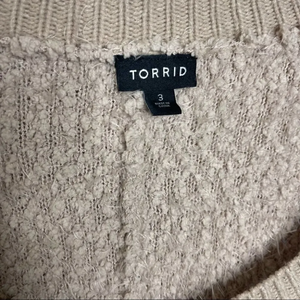Torrid TAN POPCORN FUZZY TEDDY SWEATER Size 3X - Image 6