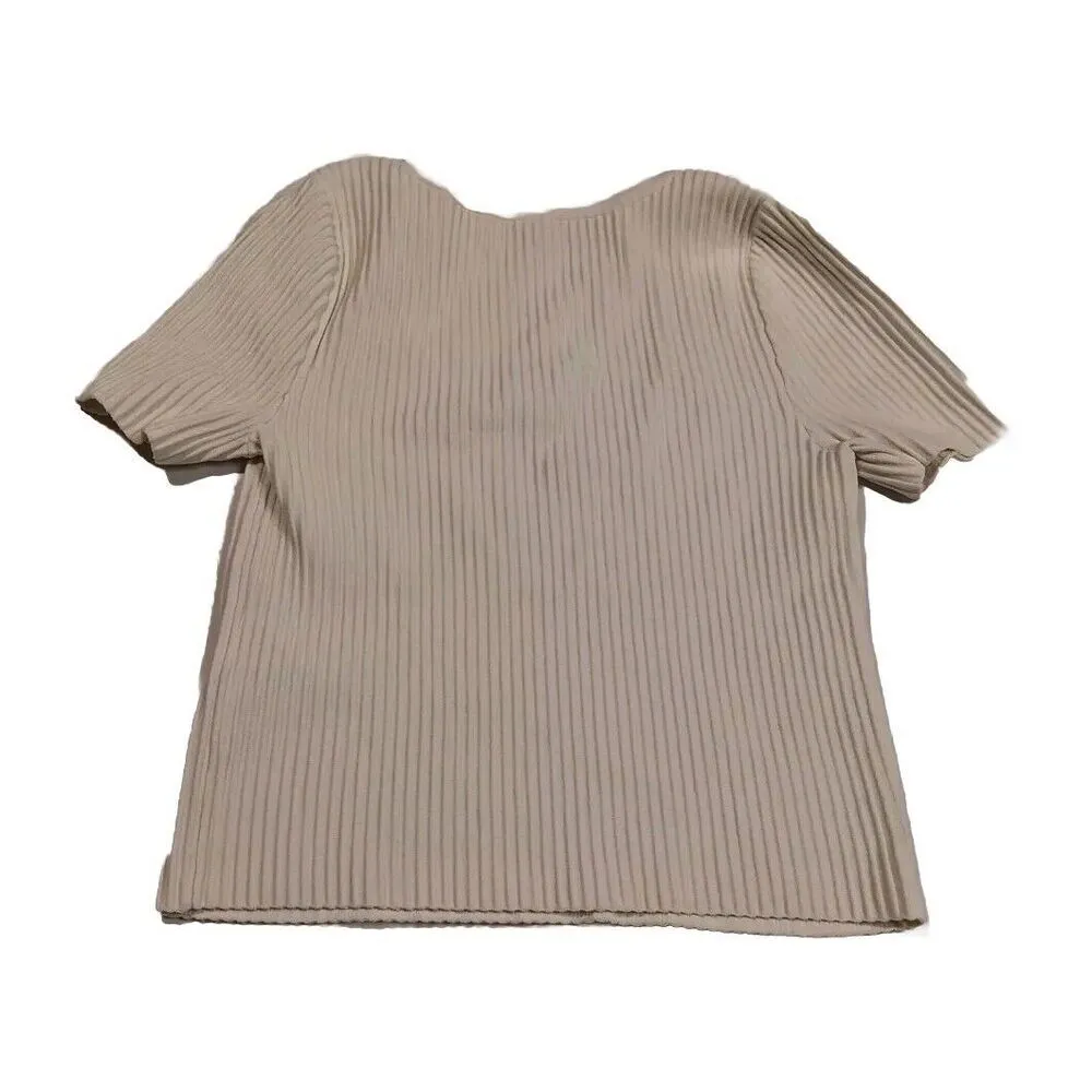 Madewell Striped Embroidered Crop Top Cream Color Small Classic Streetwear... - Image 2